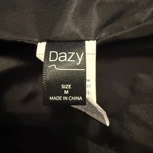 Women’s Dazy faux leather Y2K black zippered lined jacket with pockets Size Med - Picture 8 of 10